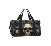 Mexpekil Borsone da palestra con scomparto per scarpe, impermeabile, grande borsa da viaggio per il fine settimana durante la notte, Teschio con ali di farfalla, One Size, Classico
