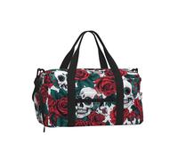 Mexpekil Borsone da palestra con scomparto per scarpe, impermeabile, grande borsa da viaggio per il fine settimana durante la notte, Teschi e rose, One Size, Classico