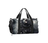 Mexpekil Borsone da palestra con scomparto per scarpe, impermeabile, grande borsa da viaggio per il fine settimana durante la notte, Treno freddo nero, One Size, Classico