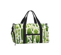 Mexpekil Borsone da palestra con scomparto per scarpe, impermeabile, grande borsa da viaggio per il fine settimana durante la notte, Verde cactus., One Size, Classico