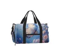 Mexpekil Borsone da palestra con scomparto per scarpe, impermeabile, grande borsa da viaggio per il fine settimana durante la notte, Farfalla Volare Blu Fl, One Size, Classico
