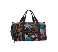 Mexpekil Borsone da palestra con scomparto per scarpe, impermeabile, grande borsa da viaggio per il fine settimana durante la notte, Stella Marina Granchio Corallo, One Size, Classico