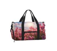 Mexpekil Borsone da palestra con scomparto per scarpe, impermeabile, grande borsa da viaggio per il fine settimana durante la notte, Fiore di tulipano rosa, One Size, Classico