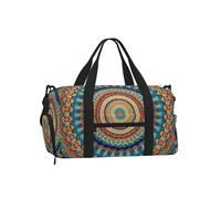 Mexpekil Borsone da palestra con scomparto per scarpe, impermeabile, grande borsa da viaggio per il fine settimana durante la notte, Boho Mandala Arte Floreale, One Size, Classico
