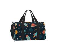 Mexpekil Borsone da palestra con scomparto per scarpe, impermeabile, grande borsa da viaggio per il fine settimana durante la notte, Spazio Cartoon, One Size, Classico