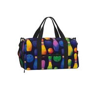 Mexpekil Borsone da palestra con scomparto per scarpe, impermeabile, grande borsa da viaggio per il fine settimana durante la notte, Palline da bowling colorate, One Size, Classico