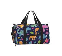 Mexpekil Borsone da palestra con scomparto per scarpe, impermeabile, grande borsa da viaggio per il fine settimana durante la notte, Dinosauri colorati, One Size, Classico