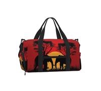 Mexpekil Borsone da palestra con scomparto per scarpe, impermeabile, grande borsa da viaggio per il fine settimana durante la notte, Tramonto degli elefanti, One Size, Classico