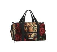 Mexpekil Borsone da palestra con scomparto per scarpe, impermeabile, grande borsa da viaggio per il fine settimana durante la notte, Leopard Rose, One Size, Classico