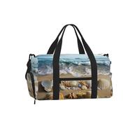 Mexpekil Borsone da palestra con scomparto per scarpe, impermeabile, grande borsa da viaggio per il fine settimana durante la notte, Estate Spiaggia Conchiglie Onde, One Size, Classico