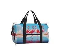 Mexpekil Borsone da palestra con scomparto per scarpe, impermeabile, grande borsa da viaggio per il fine settimana durante la notte, Lago Fenicotteri Rosa, One Size, Classico