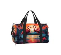 Mexpekil Borsone da palestra con scomparto per scarpe, impermeabile, grande borsa da viaggio per il fine settimana durante la notte, Albero Fenicottero Tramonto, One Size, Classico