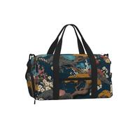 Mexpekil Borsone da palestra con scomparto per scarpe, impermeabile, grande borsa da viaggio per il fine settimana durante la notte, Alberi Fiori Stampe Giapponesi, One Size, Classico