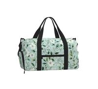 Mexpekil Borsone da palestra con scomparto per scarpe, impermeabile, grande borsa da viaggio per il fine settimana durante la notte, Ramo Floreale Blu Verde, One Size, Classico