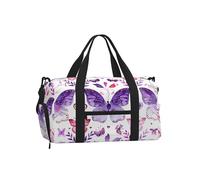 Mexpekil Borsone da palestra con scomparto per scarpe, impermeabile, grande borsa da viaggio per il fine settimana durante la notte, Pianta farfalla viola, One Size, Classico