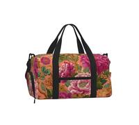 Mexpekil Borsone da palestra con scomparto per scarpe, impermeabile, grande borsa da viaggio per il fine settimana durante la notte, Peonia Fiorisce Vintage, One Size, Classico