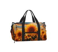 Mexpekil Borsone da palestra con scomparto per scarpe, impermeabile, grande borsa da viaggio per il fine settimana durante la notte, Campo di girasole, One Size, Classico