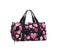 Mexpekil Borsone da palestra con scomparto per scarpe, impermeabile, grande borsa da viaggio per il fine settimana durante la notte, Cuori rosa neri Love, One Size, Classico