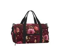 Mexpekil Borsone da palestra con scomparto per scarpe, impermeabile, grande borsa da viaggio per il fine settimana durante la notte, Lettera rosa rosa, One Size, Classico
