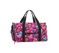 Mexpekil Borsone da palestra con scomparto per scarpe, impermeabile, grande borsa da viaggio per il fine settimana durante la notte, Cuori Rosa Amore, One Size, Classico