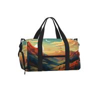 Mexpekil Borsone da palestra con scomparto per scarpe, impermeabile, grande borsa da viaggio per il fine settimana durante la notte, Tramonto Montagna Natura, One Size, Classico