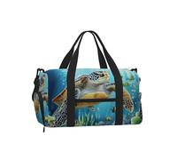 Mexpekil Borsone da palestra con scomparto per scarpe, impermeabile, grande borsa da viaggio per il fine settimana durante la notte, Pesce Tartaruga Oceano, One Size, Classico