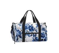 Mexpekil Borsone da palestra con scomparto per scarpe, impermeabile, grande borsa da viaggio per il fine settimana durante la notte, Ramo di fiori blu, One Size, Classico