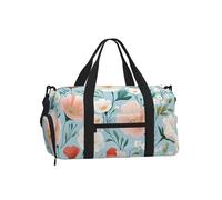 Mexpekil Borsone da palestra con scomparto per scarpe, impermeabile, grande borsa da viaggio per il fine settimana durante la notte, Bianco Rosa Ramo Floreale, One Size, Classico
