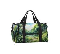 Mexpekil Borsone da palestra con scomparto per scarpe, impermeabile, grande borsa da viaggio per il fine settimana durante la notte, Paesaggio Foresta, One Size, Classico