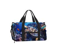 Mexpekil Borsone da palestra con scomparto per scarpe, impermeabile, grande borsa da viaggio per il fine settimana durante la notte, Tartaruga Pesce Oceano, One Size, Classico