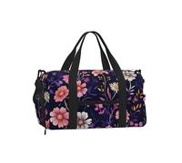 Mexpekil Borsone da palestra con scomparto per scarpe, impermeabile, grande borsa da viaggio per il fine settimana durante la notte, Pianta Fiori Viola Scuro, One Size, Classico