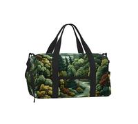 Mexpekil Borsone da palestra con scomparto per scarpe, impermeabile, grande borsa da viaggio per il fine settimana durante la notte, Foresta Verde Arte, One Size, Classico