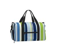 Mexpekil Borsone da palestra con scomparto per scarpe, impermeabile, grande borsa da viaggio per il fine settimana durante la notte, A righe Verde Blu, One Size, Classico
