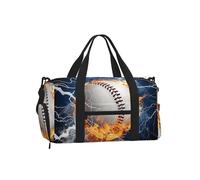 Mexpekil Borsone da palestra con scomparto per scarpe, impermeabile, grande borsa da viaggio per il fine settimana durante la notte, Baseball Fuoco Acqua, One Size, Classico