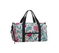 Mexpekil Borsone da palestra con scomparto per scarpe, impermeabile, grande borsa da viaggio per il fine settimana durante la notte, Ramo rosa melograno verde acqua, One Size, Classico