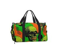 Mexpekil Borsone da palestra con scomparto per scarpe, impermeabile, grande borsa da viaggio per il fine settimana durante la notte, Modello di teschio neon, One Size, Classico
