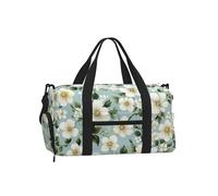Mexpekil Borsone da palestra con scomparto per scarpe, impermeabile, grande borsa da viaggio per il fine settimana durante la notte, Pianta Fiori Bianchi, One Size, Classico