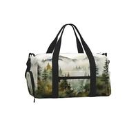 Mexpekil Borsone da palestra con scomparto per scarpe, impermeabile, grande borsa da viaggio per il fine settimana durante la notte, Montagna nebbiosa della for, One Size, Classico