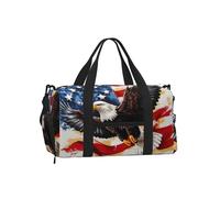 Mexpekil Borsone da palestra con scomparto per scarpe, impermeabile, grande borsa da viaggio per il fine settimana durante la notte, Aquila volante bandiera americana, One Size, Classico