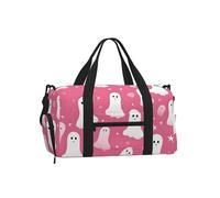 Mexpekil Borsone da palestra con scomparto per scarpe, impermeabile, grande borsa da viaggio per il fine settimana durante la notte, Fantasma rosa carino, One Size, Classico