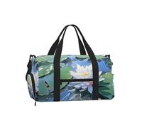 Mexpekil Borsone da palestra con scomparto per scarpe, impermeabile, grande borsa da viaggio per il fine settimana durante la notte, Lago Lotus Leaf, One Size, Classico