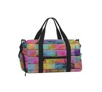 Mexpekil Borsone da palestra con scomparto per scarpe, impermeabile, grande borsa da viaggio per il fine settimana durante la notte, Parete Con Tie Dye, One Size, Classico