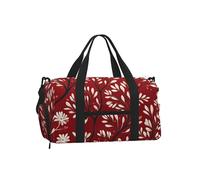 Mexpekil Borsone da palestra con scomparto per scarpe, impermeabile, grande borsa da viaggio per il fine settimana durante la notte, Ramo di foglie rosse, One Size, Classico