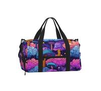 Mexpekil Borsone da palestra con scomparto per scarpe, impermeabile, grande borsa da viaggio per il fine settimana durante la notte, Modello di fungo psichedelico, One Size, Classico
