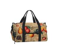Mexpekil Borsone da palestra con scomparto per scarpe, impermeabile, grande borsa da viaggio per il fine settimana durante la notte, Giornale Frutta, One Size, Classico