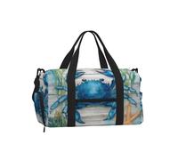 Mexpekil Borsone da palestra con scomparto per scarpe, impermeabile, grande borsa da viaggio per il fine settimana durante la notte, Acquerello Blu Granchio Corallo, One Size, Classico