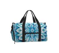 Mexpekil Borsone da palestra con scomparto per scarpe, impermeabile, grande borsa da viaggio per il fine settimana durante la notte, Mandala Floreale Blu, One Size, Classico