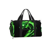 Mexpekil Borsone da palestra con scomparto per scarpe, impermeabile, grande borsa da viaggio per il fine settimana durante la notte, Drago di fuoco verde, One Size, Classico