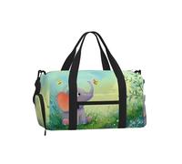 Mexpekil Borsone da palestra con scomparto per scarpe, impermeabile, grande borsa da viaggio per il fine settimana durante la notte, Cartoon Elephant Giocare, One Size, Classico