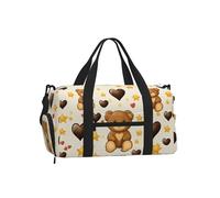 Mexpekil Borsone da palestra con scomparto per scarpe, impermeabile, grande borsa da viaggio per il fine settimana durante la notte, Carino Orso Stella Cuore, One Size, Classico
